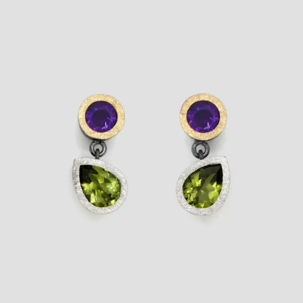 Arracades ametistes i peridots