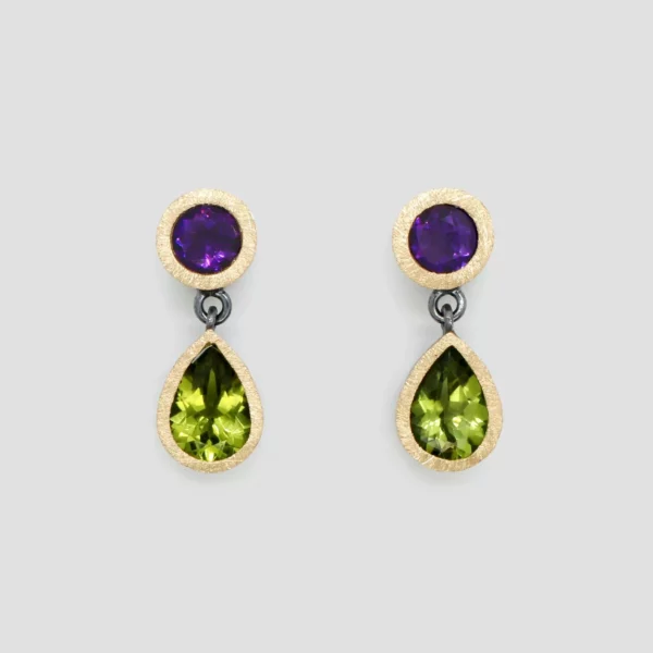 Arracades ametistes i peridots