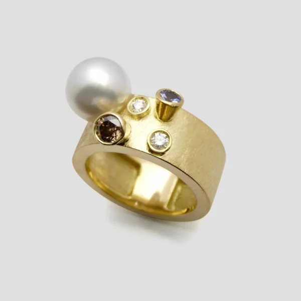 Anell perla i diamants